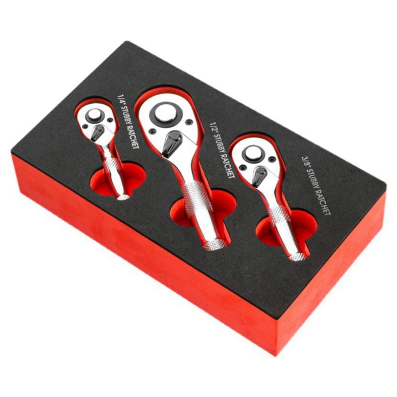 1 комплект 72-зубчатых быстрозажимных гаечных ключей с храповым механизмом, большой, средний и малый двусторонний рожок, короткая ручка серебристого и черного цвета Изображение 0