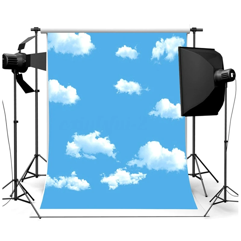 3x5 футов Голубое Небо Белое Облако Фон для фотосъемки Фон для экрана Студийный Реквизит и Красная кирпичная стена Изображение 2