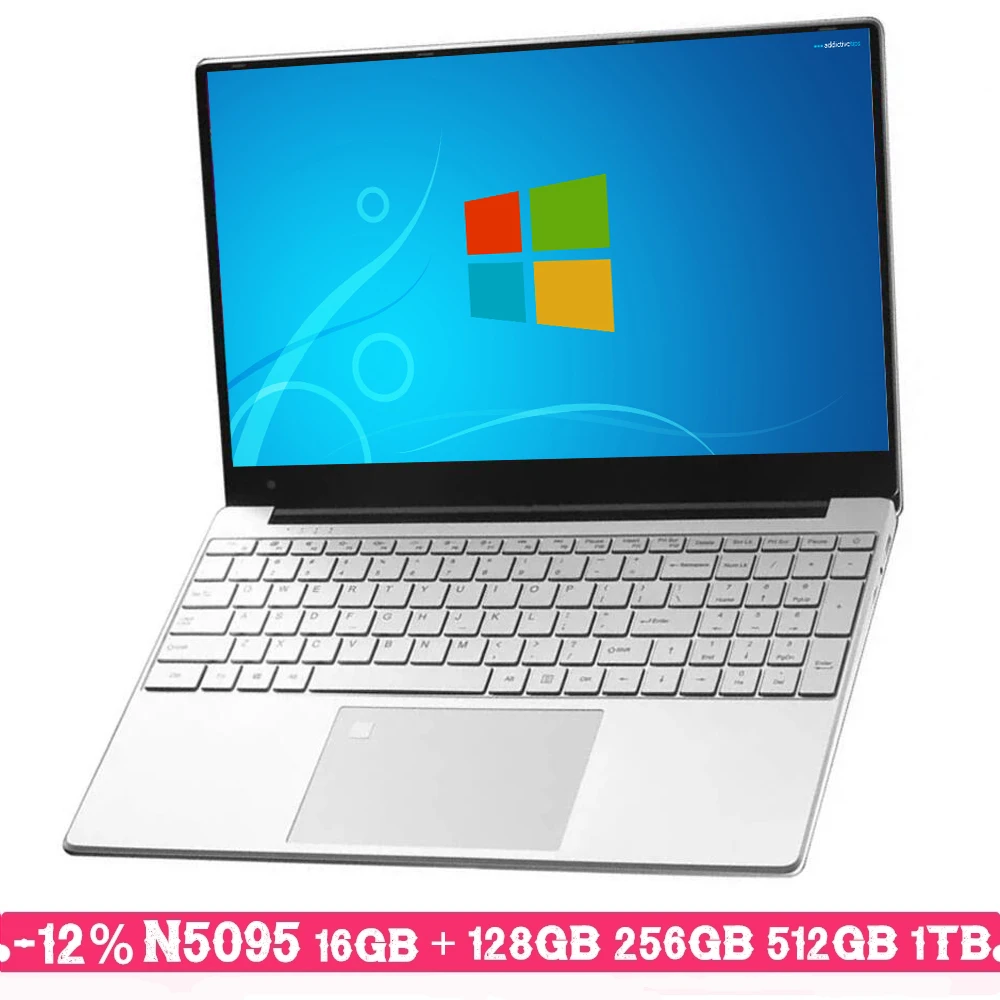 QMDZ 15,6-дюймовый IPS-экран 16 ГБ оперативной памяти 256 ГБ 512 ГБ 1 ТБ 2 ТБ SSD Intel Celeron N5095 Бизнес-нетбук Windows 10 11 Игровой Ноутбук Изображение 0