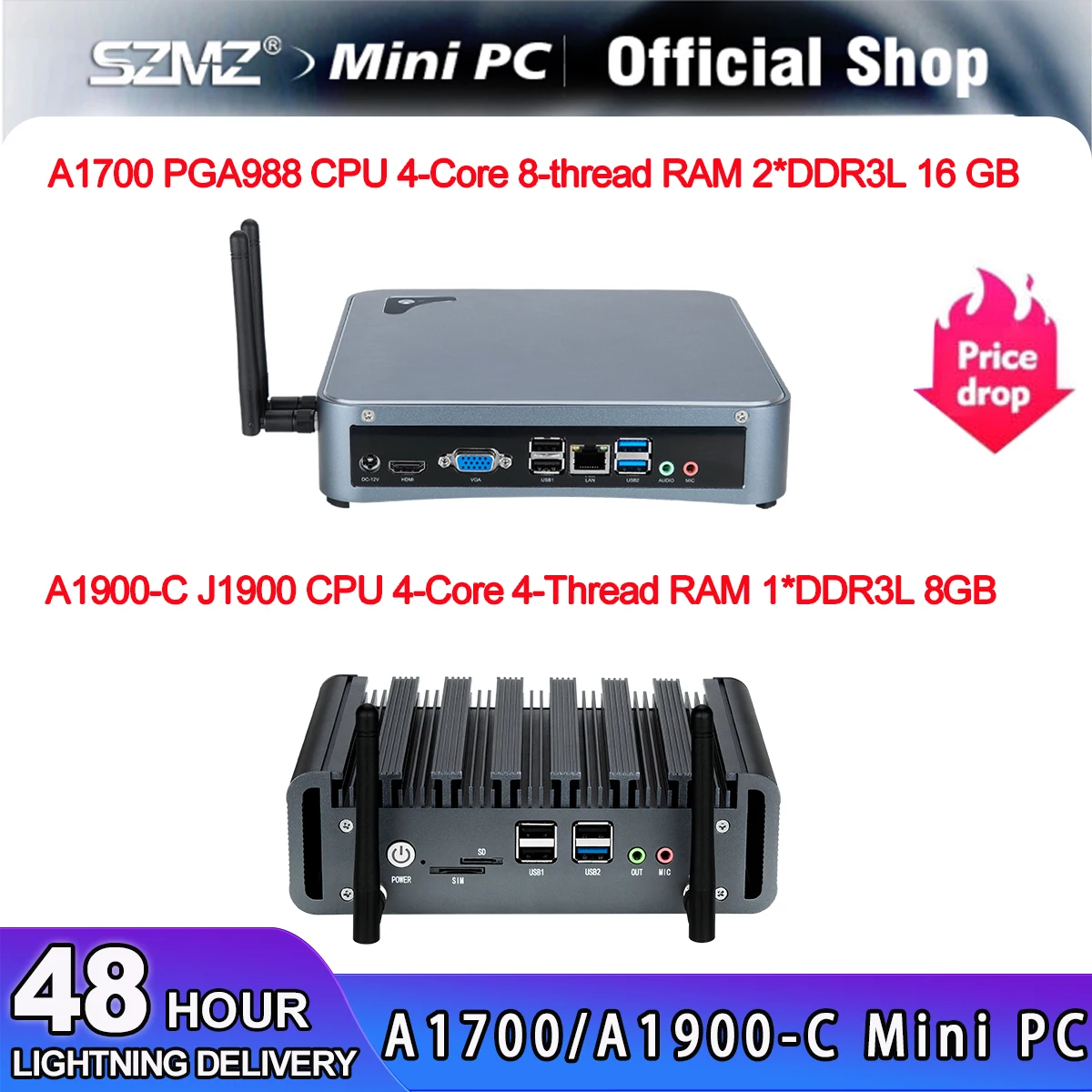 SZMZ Мини-ПК Core i3 i5 i7 Процессор J1900 DDR3 4G/ 8G / 16G Оперативная память 256 ГБ SSD Windows 10/11 Linux Игровой Настольный компьютер PC Gamer Изображение 0