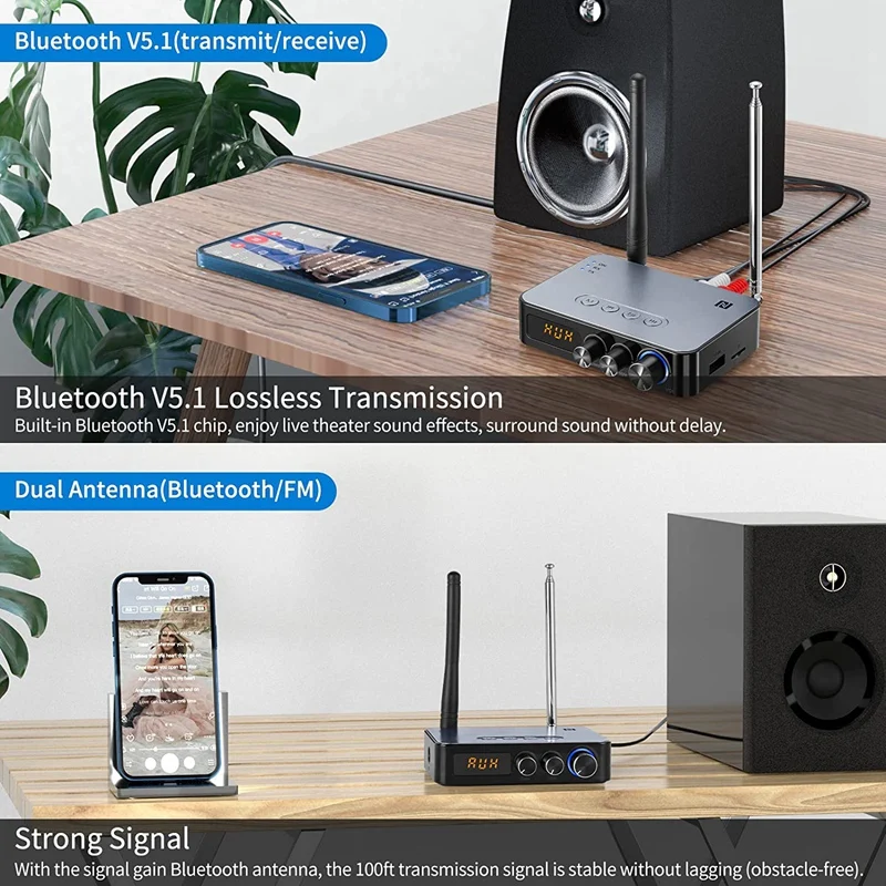 Аудиоадаптер Bluetooth Передатчик Bluetooth 5.1 Приемник для телевизора Домашний Стерео Беспроводной аудиоадаптер с дистанционным управлением Изображение 4