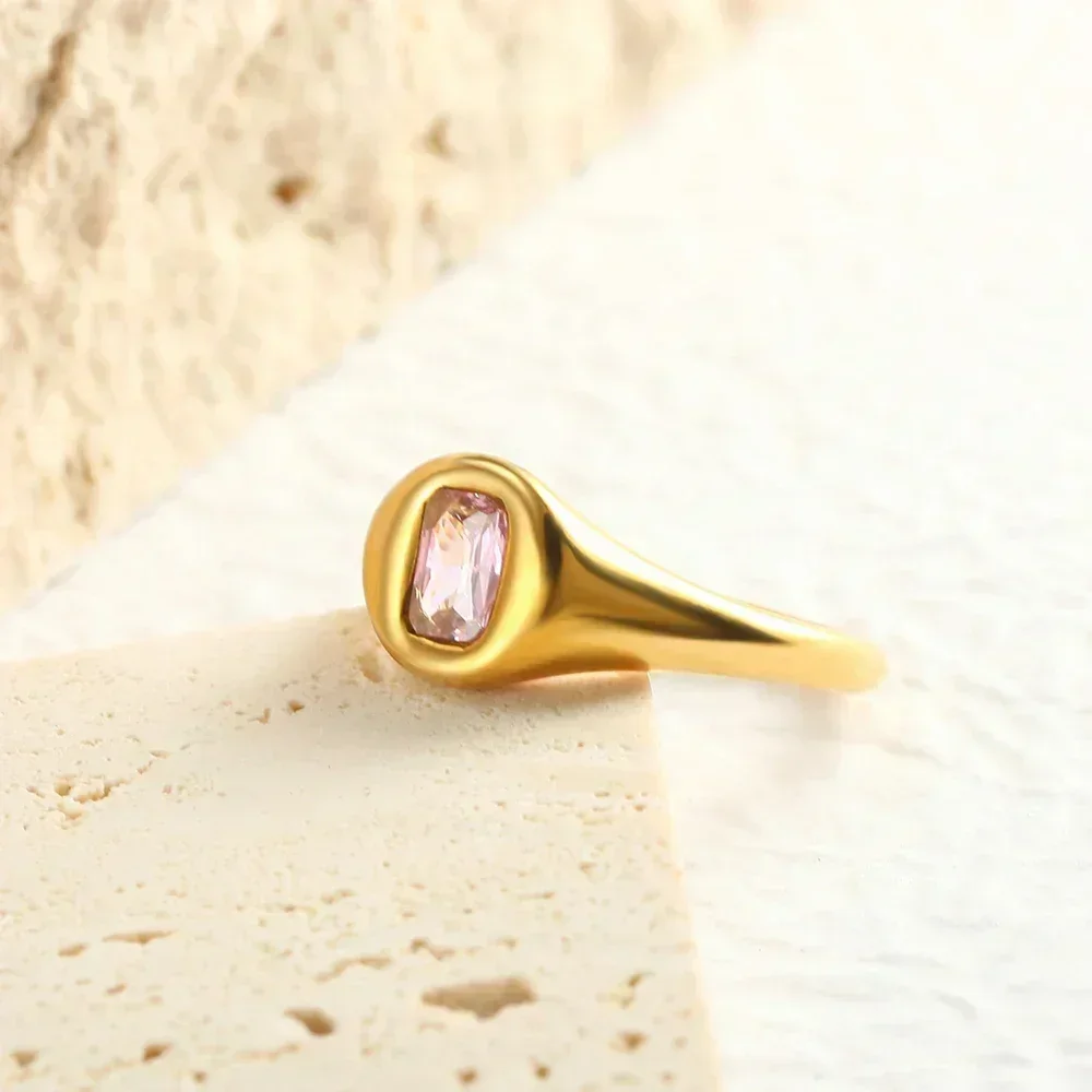 Винтажные геометрические широкие кольца для женщин из нержавеющей стали, обручальные кольца, трендовые ювелирные изделия 2024 года Изображение 0