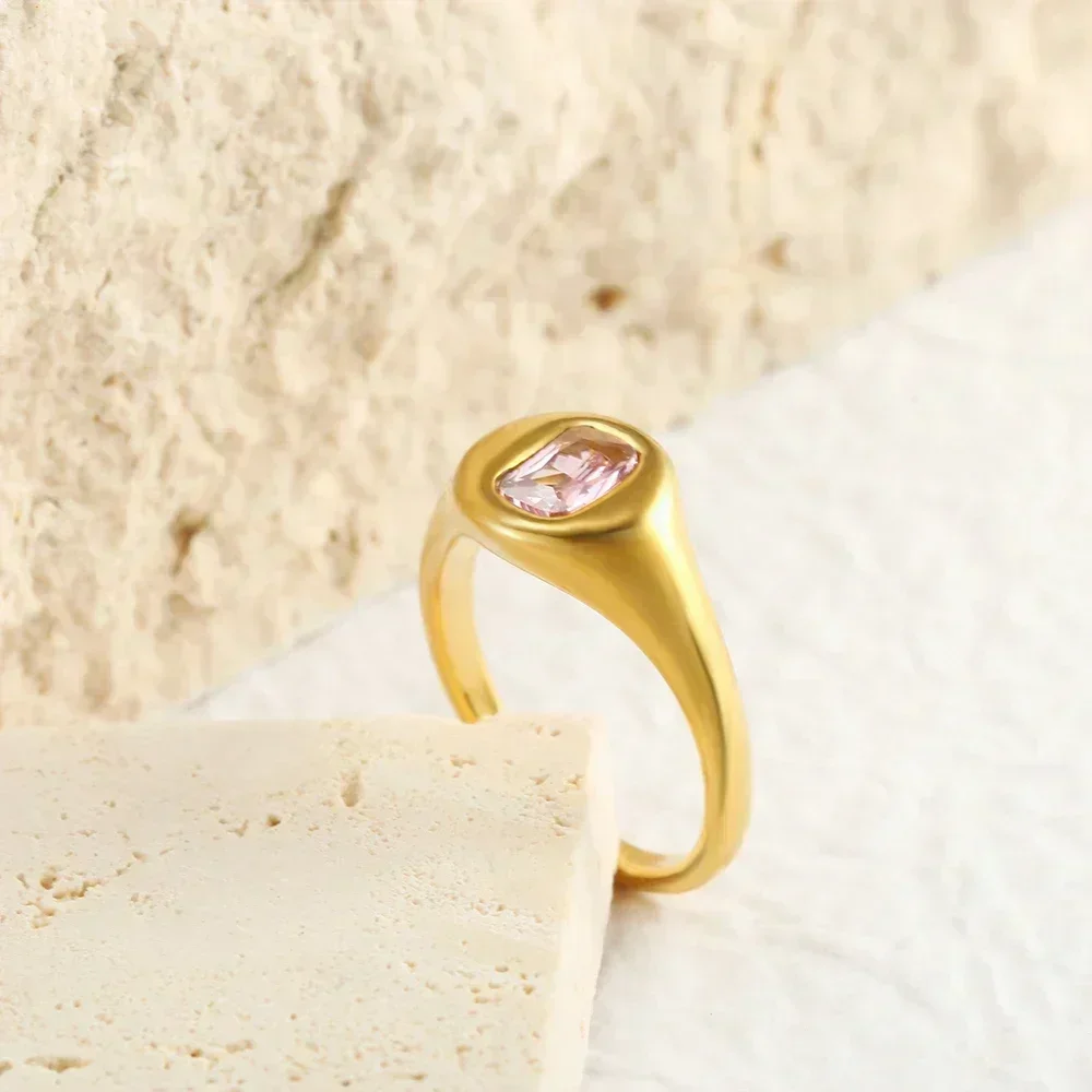 Винтажные геометрические широкие кольца для женщин из нержавеющей стали, обручальные кольца, трендовые ювелирные изделия 2024 года Изображение 1