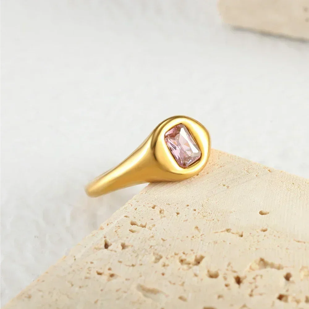 Винтажные геометрические широкие кольца для женщин из нержавеющей стали, обручальные кольца, трендовые ювелирные изделия 2024 года Изображение 3