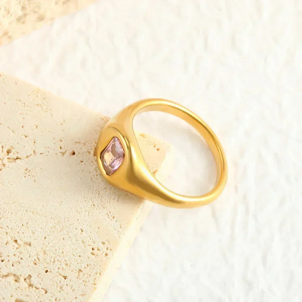 Винтажные геометрические широкие кольца для женщин из нержавеющей стали, обручальные кольца, трендовые ювелирные изделия 2024 года Изображение 4