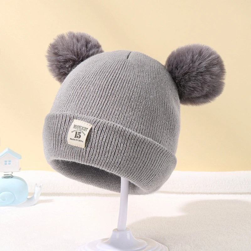 Мягкая теплая шапка для новорожденных, шапочки с медвежьими ушками, шапочки для малышей, шапочки-бини для девочки, мальчика, зимний Рождественский подарок на день рождения Изображение 2