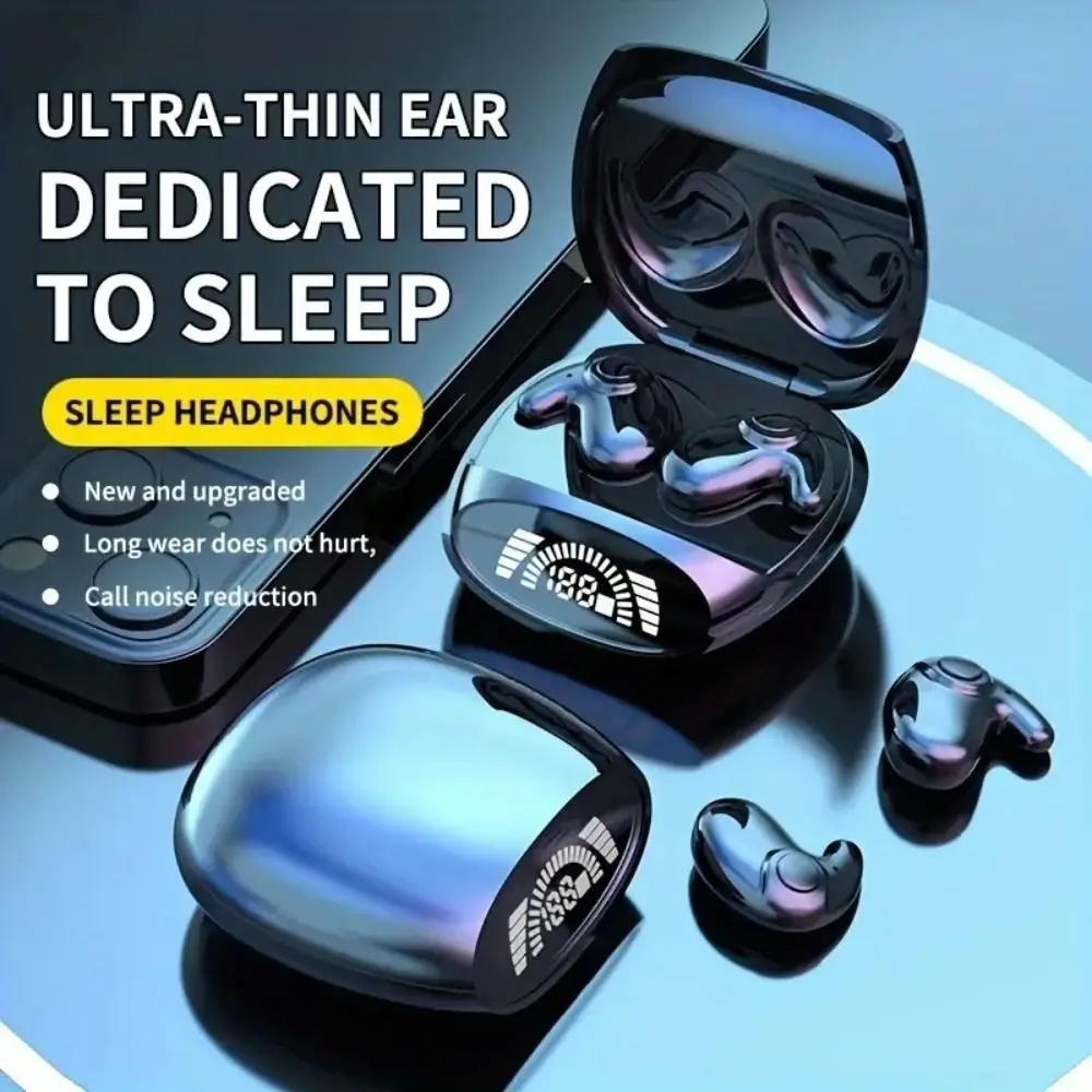 Наушники Невидимые наушники для сна Новые скрытые беспроводные гарнитуры Bluetooth 5.3, спортивные мини-наушники с шумоподавлением Изображение 0