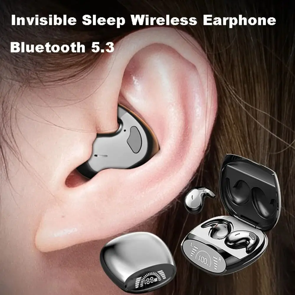Наушники Невидимые наушники для сна Новые скрытые беспроводные гарнитуры Bluetooth 5.3, спортивные мини-наушники с шумоподавлением Изображение 5