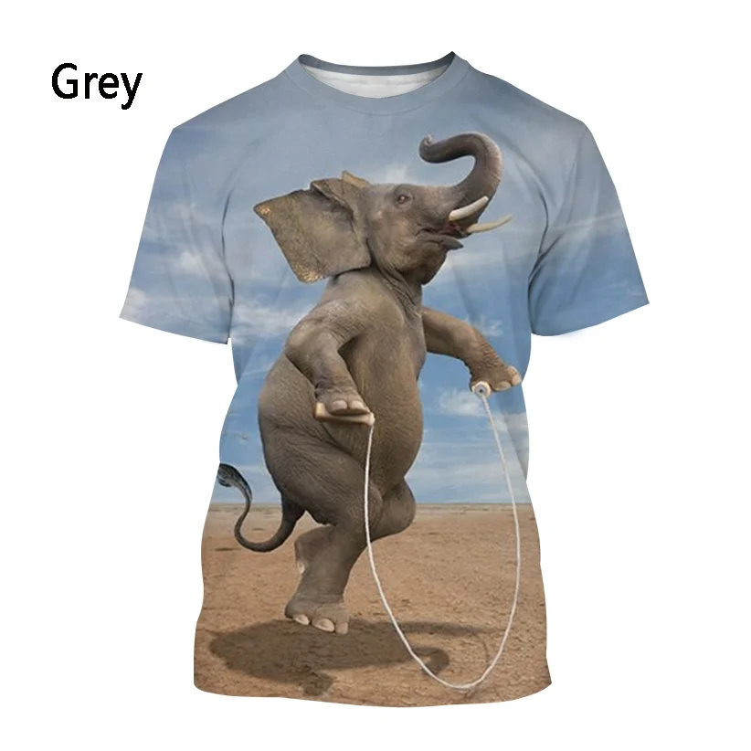 Новая мода Забавное Животное Слон 3D Печать Футболка Мужская Женская Летняя Повседневная Рубашка С Коротким Рукавом Топ Изображение 1