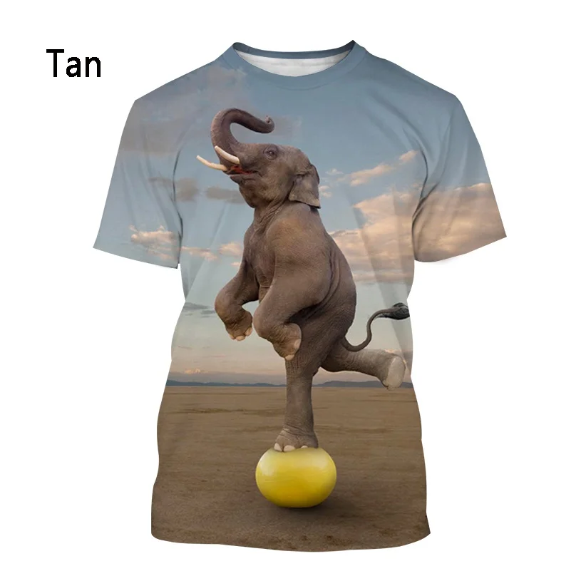 Новая мода Забавное Животное Слон 3D Печать Футболка Мужская Женская Летняя Повседневная Рубашка С Коротким Рукавом Топ Изображение 2