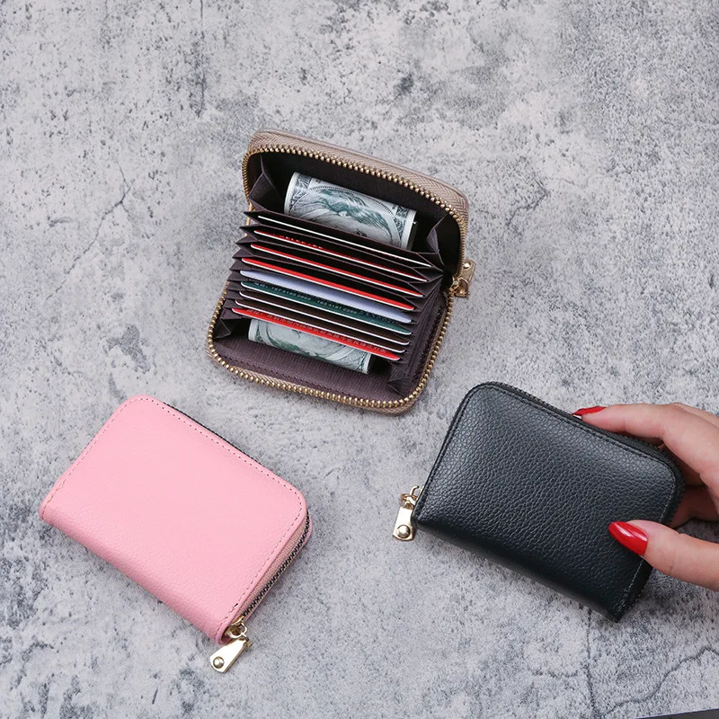 Новый модный Чистый красный тренд, ретро-сплошной цвет, простая сумка для карточек с зернами личи, женская сумка для сертификатов Изображение 0