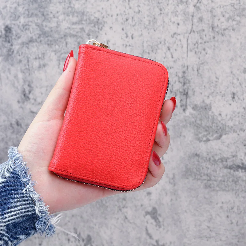 Новый модный Чистый красный тренд, ретро-сплошной цвет, простая сумка для карточек с зернами личи, женская сумка для сертификатов Изображение 5