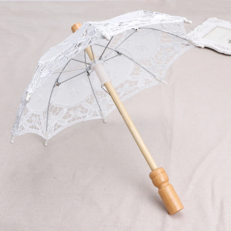 Реквизит для фотосессии в детской студии Y1UB, белый кружевной зонтик, подарок для фотосессии в душе Изображение 2