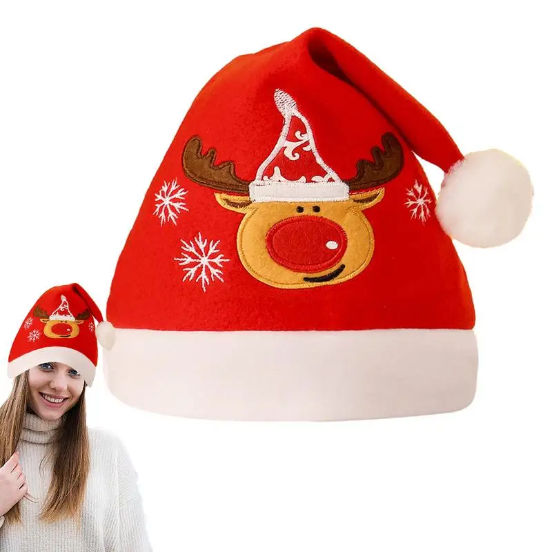 Рождественские Шляпы Санта-Клауса Для Детей, Рождественская Мягкая Шляпа, Теплый Головной Убор Санта-Клауса, Красная Короткая Плюшевая Шляпа Для Домашней Рождественской Вечеринки, Подарки Изображение 4