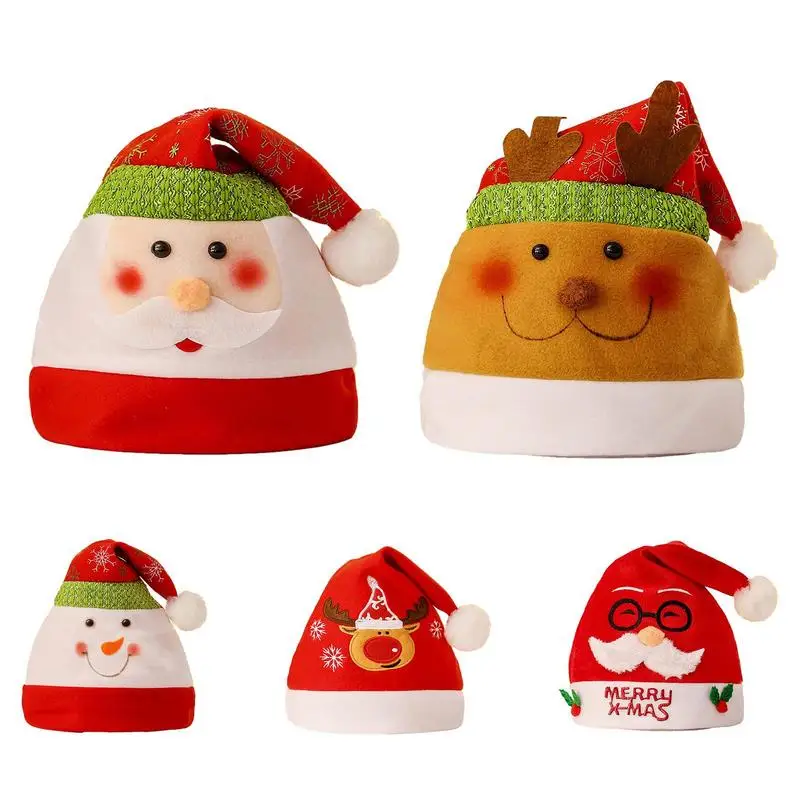 Рождественские Шляпы Санта-Клауса Для Детей, Рождественская Мягкая Шляпа, Теплый Головной Убор Санта-Клауса, Красная Короткая Плюшевая Шляпа Для Домашней Рождественской Вечеринки, Подарки Изображение 5