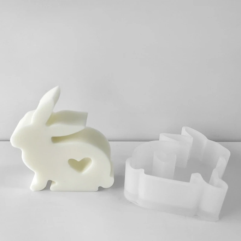 Сделай сам Силиконовую форму для свечи с милым Пасхальным кроликом, 3D свечу для ароматерапии с кроликом, форму для литья эпоксидной смолы, украшения для домашней вечеринки, украшения для рабочего стола Изображение 1