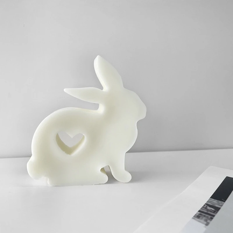 Сделай сам Силиконовую форму для свечи с милым Пасхальным кроликом, 3D свечу для ароматерапии с кроликом, форму для литья эпоксидной смолы, украшения для домашней вечеринки, украшения для рабочего стола Изображение 3