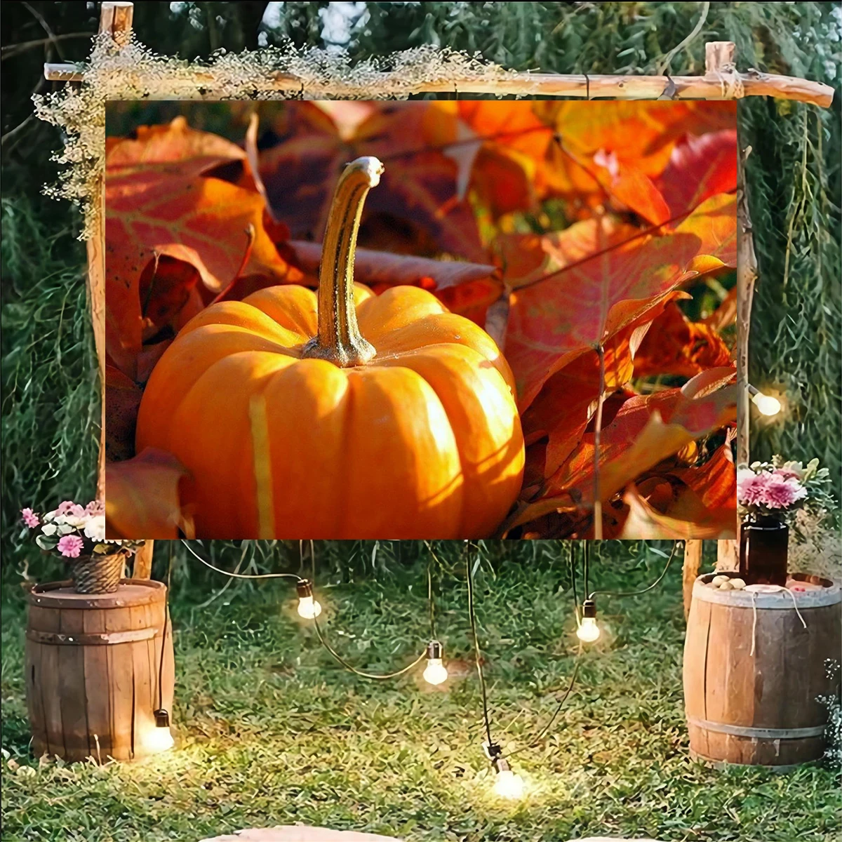 Счастливый Фон Дня Благодарения Осенняя фотография стены комнаты для вечеринок с тыквой и подсолнухом, украшение баннера для сбора урожая в Душе ребенка Изображение 0
