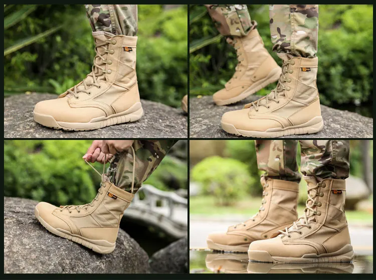 Уличные брызгозащищенные военно-тактические ботинки, износостойкая дышащая ткань Оксфорд, сверхлегкие ботинки, спортивная обувь для тренировок по скалолазанию Изображение 4